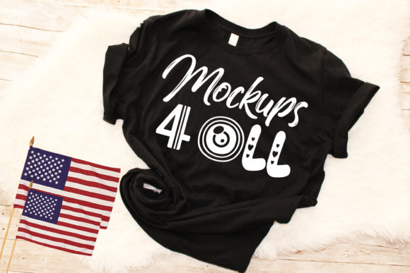 Black Tshirt Mockups, Rustic, Flat Lays