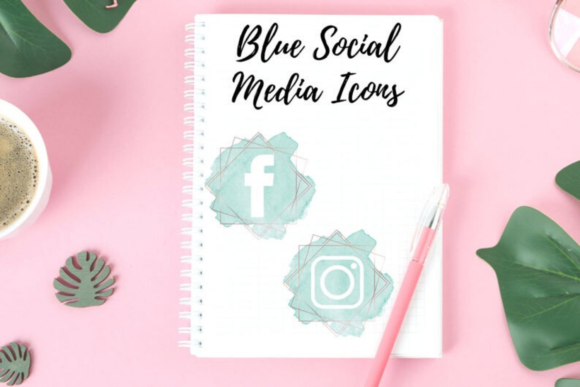 Blue Social Media Icons, Round Blue Set