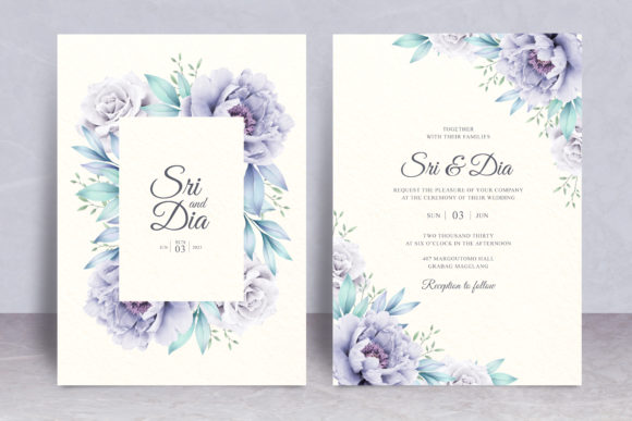 Floral Frame Wedding Card Theme and Print Templates