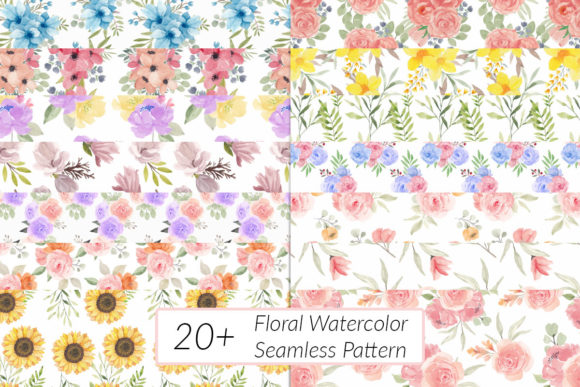 Floral Watercolor Seamless Pattern Bundle