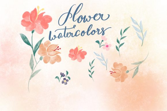 Flower Watercolors and Decorative Elements
