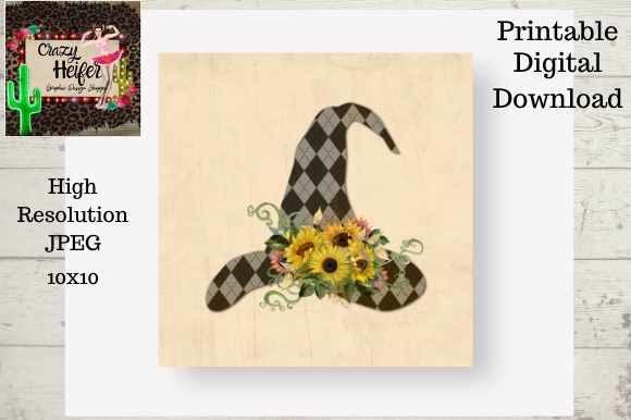 Halloween Printable Witch Hat Sunflowers Crafts