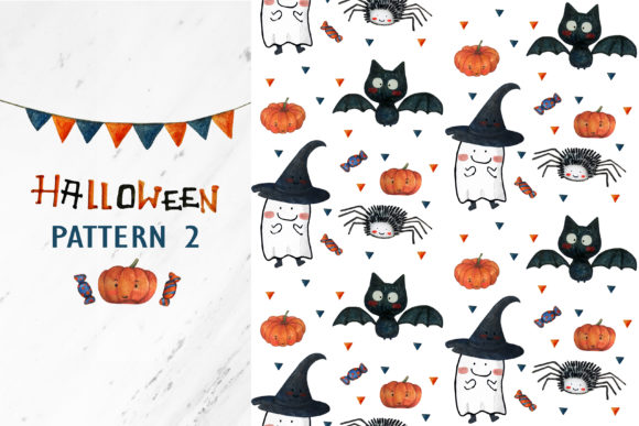 Halloween Seamless Pattern Ghost and Owl