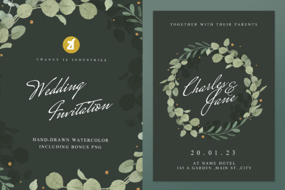 Leaves Wedding Invitation Graphic & Print Templates