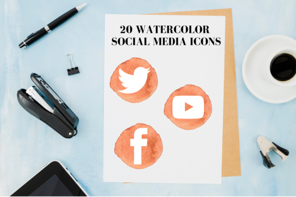 Light Red Social Media Icons Set and Icons