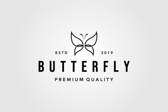 Line Art Butterfly Vintage Logo Design and Logos