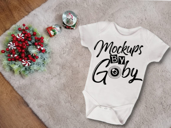 Mockup Christmas Baby White Bodysuits, for Baby Amp