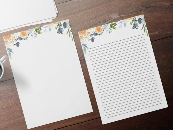 Peach Floral Stationary, Lined Unlined