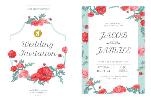 Poppy Wedding Invitation Graphic & Print Templates