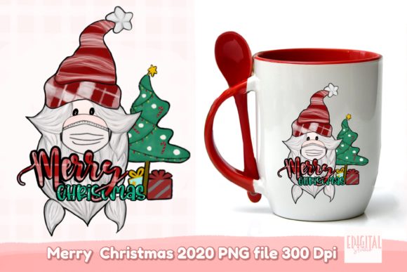 Red Plaid Gnome 8 Mask Merry Christmas Print Templates