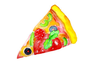 Slice of Pizza in Watercolor Style – Food Amp