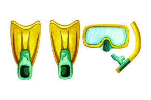 Snorkle and Flippers - Watercolor Summer