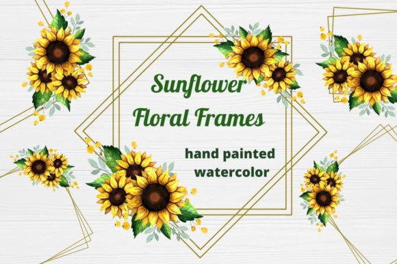 Sunflower Frames, Yellow Floral Frames for Crafts