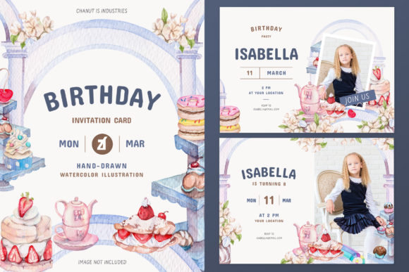 Sweet Bakery Theme Birthday Invitation Print Templates
