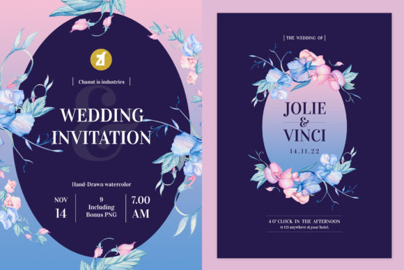 Sweet Pea Wedding Invitation Vol.02 & Print Templates