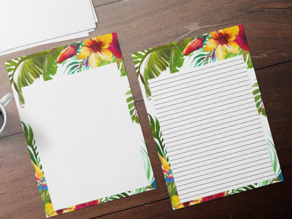 Tropical Floral Stationary Sheets and Print Templates