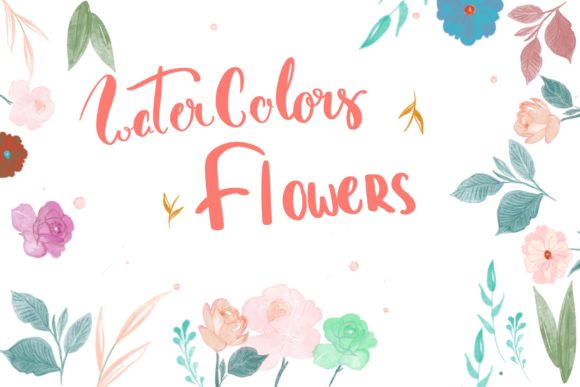 Watercolors Flower and Decorative Elements