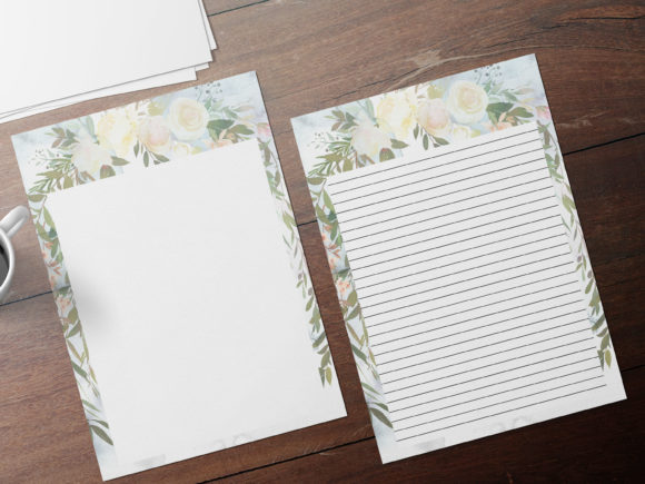 Wedding White Floral Stationary Papers and Print Templates