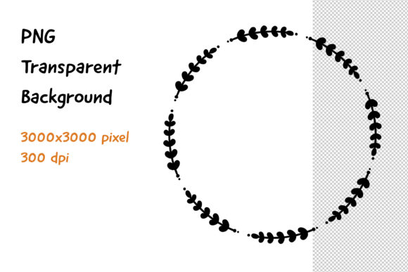 Wreath Frame Black and White -8 Decorative Elements