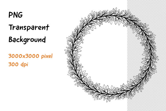Wreath Frame Black and White -9 Decorative Elements