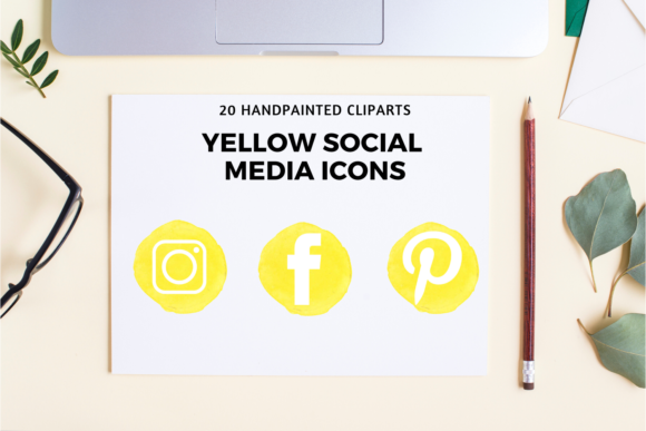 Yellow Social Media Icons Set and Icons